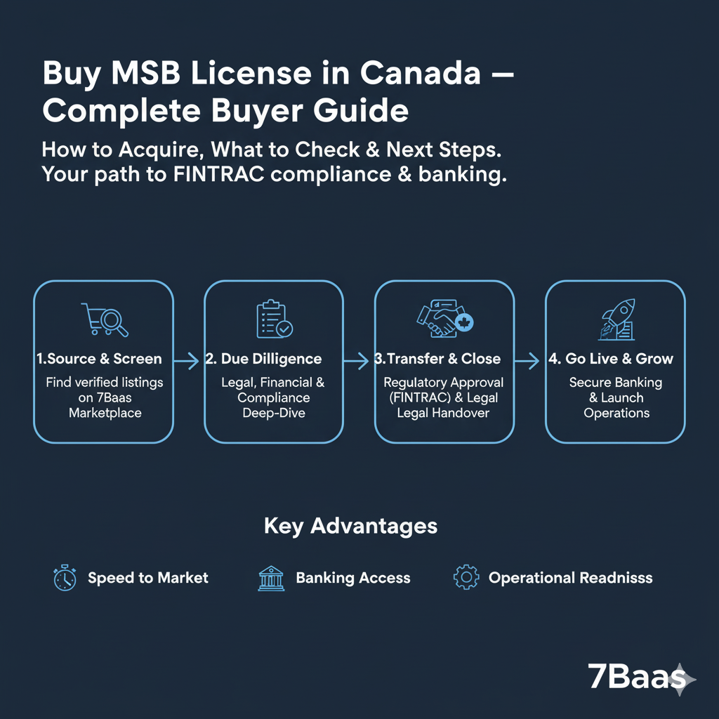 Buy MSB license in Canada — due diligence and transfer process by 7BaaS