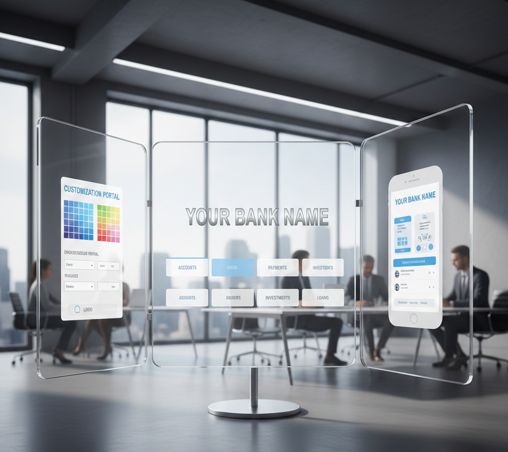 “Custom branded digital banking interface design.”