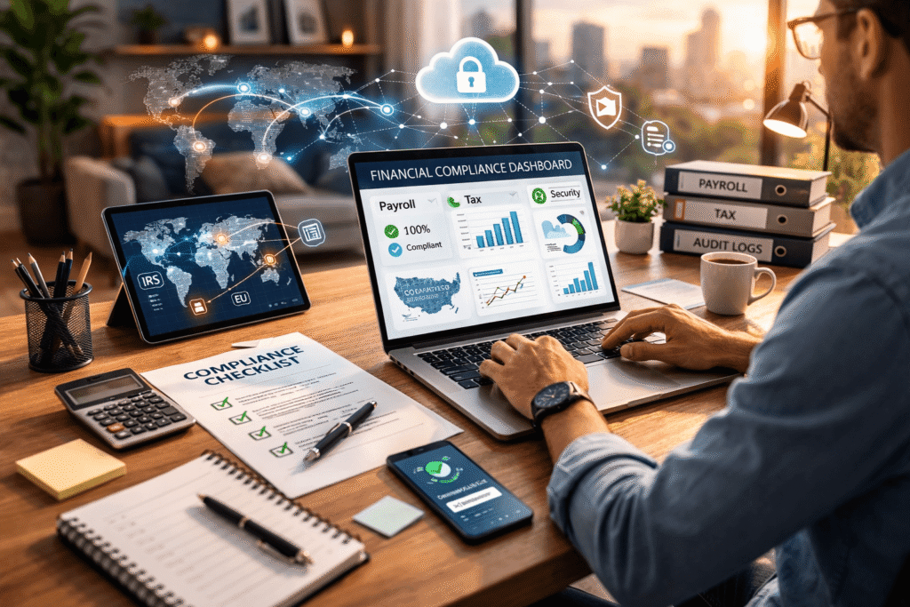 Fintech professional checking documents and compliance checklist for US money transmitter licenses.