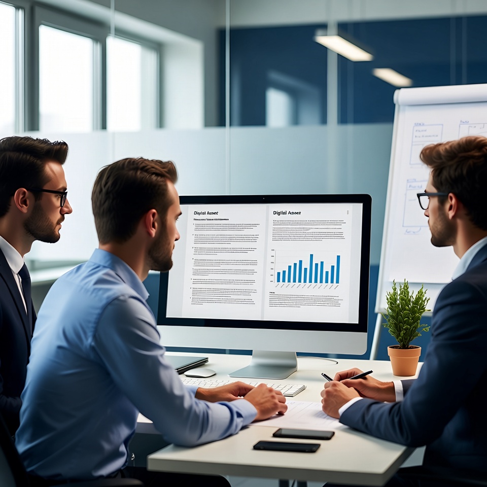 Crypto and Web3 business staff ensuring US Money Transmitted License compliance in office